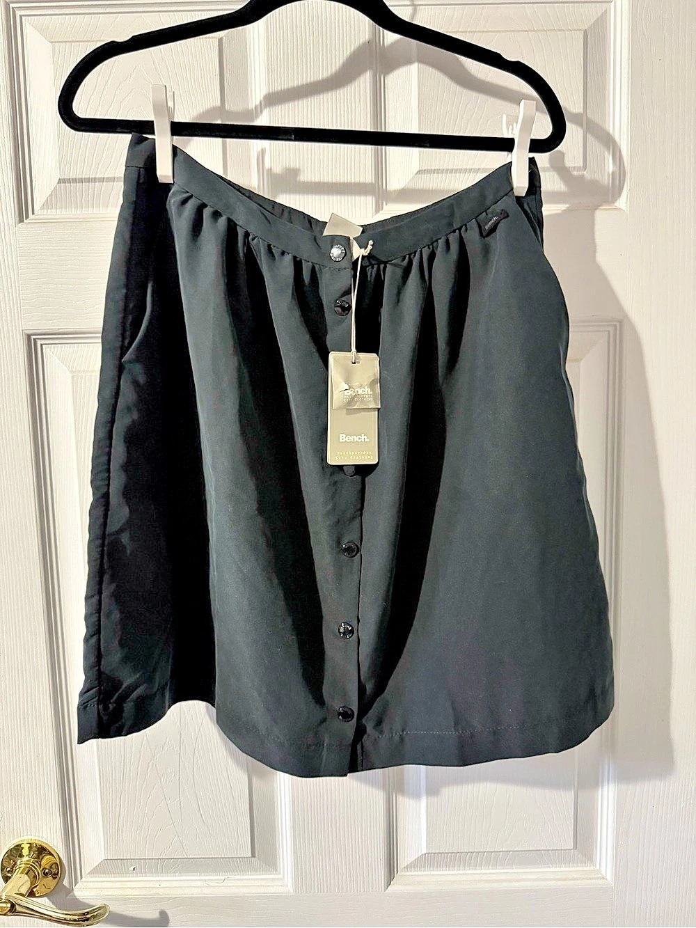 Bench Canergardens Skirt Button-Front Mini Skirt in Black Size Medium NWT